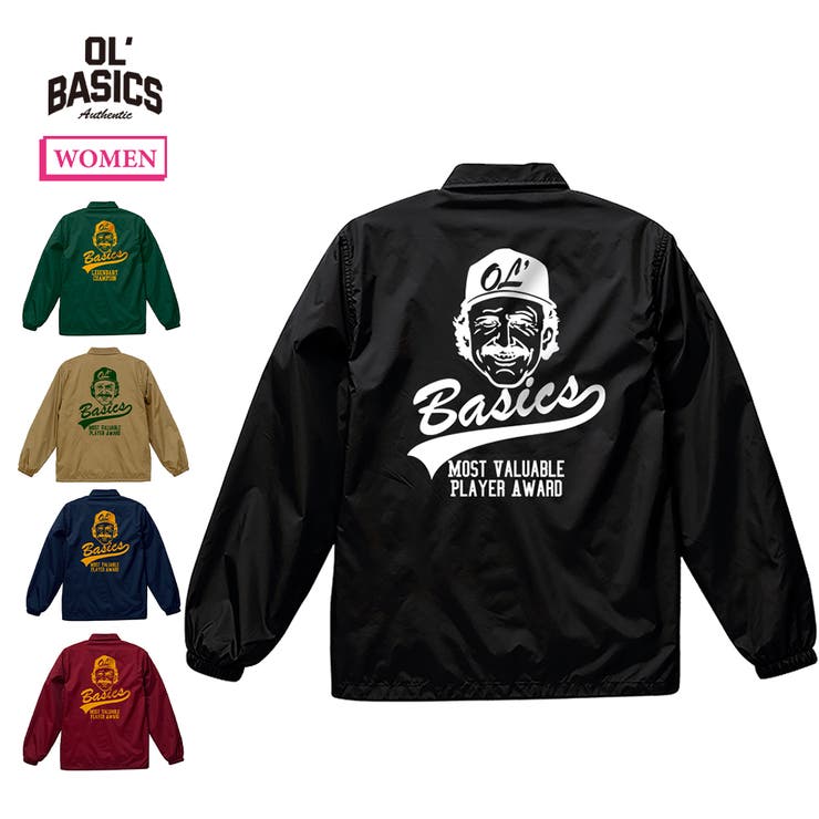 printrium Ol' Basics（オール・ベーシックス） コーチジャケット イラスト ロゴ バックプリント 裏トリコット アウター レディース アウター(コート・ジャケットなど)