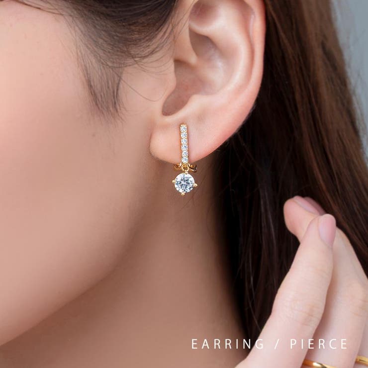 【10％OFFクーポン！1/16(金)1:59まで】CREAM-DOT 選べる イヤリング ピアス 金属アレルギー ニッケルフリー 18kコーティング レディース クリップ式 ピアス見え 一粒 ビジュー ライン 揺れる パーティー ゴールド シルバー ピ