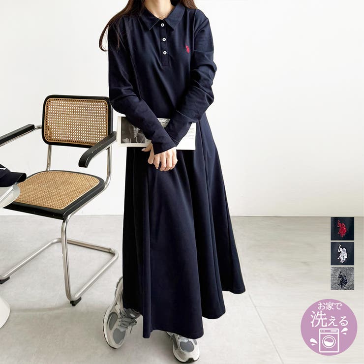 GeeRA 【U．S． POLO ASSN．】ポロ衿カットソーワンピース ワンピース・ドレス