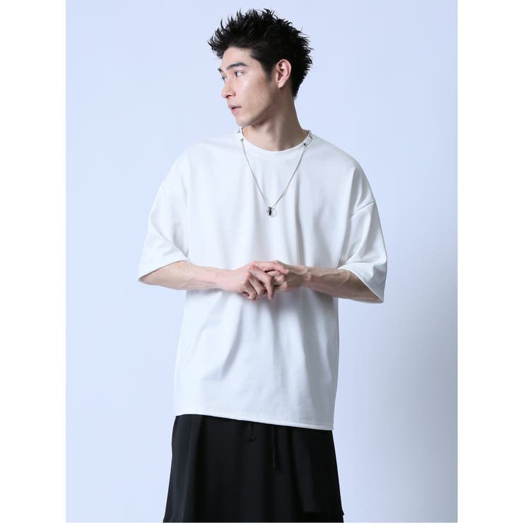 TAKA-Q MEN ネックレス付き クルーネック半袖Tシャツ トップス