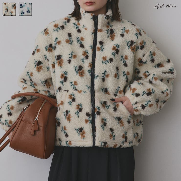 ad thie 【2025AW新作】フラワーボアブルゾン アウター(コート・ジャケットなど)