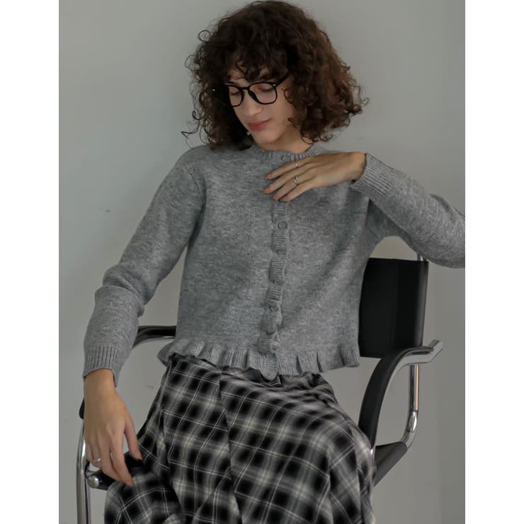 Re:EDIT [2025 WINTER COLLECTION]メランジニットフリルカーディガン トップス shoplistselect-10445257 SHOPLIST サンプル画像3