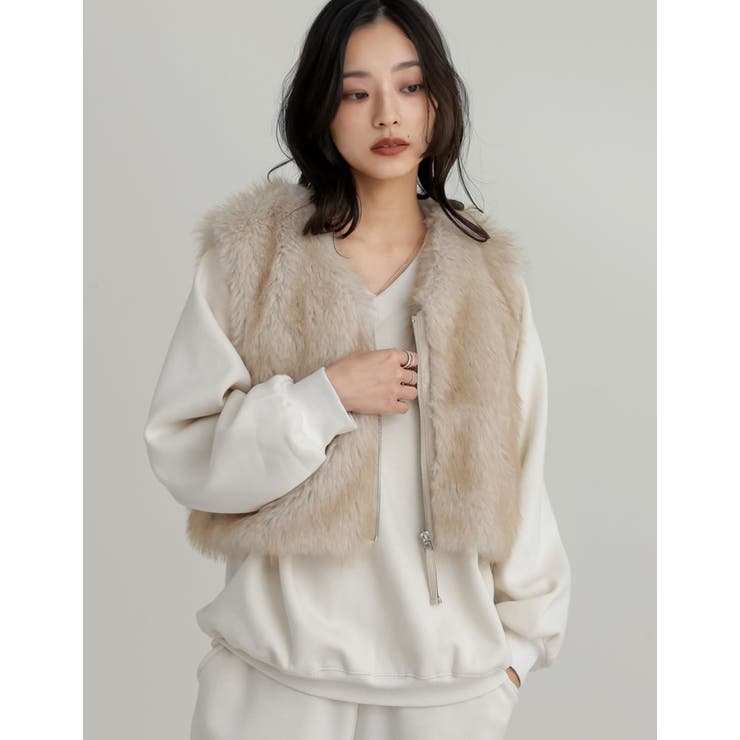 Re:EDIT ジップ付きフェイクファーベスト アウター(コート・ジャケットなど) shoplistselect-10445344 SHOPLIST サンプル画像3