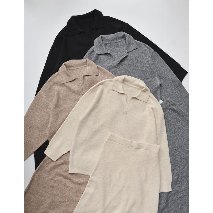 Re:EDIT [2点セット][セットアップ][低身長サイズ有]カシミヤタッチスキッパーニットトップス×スカート トップス shoplistselect-10445321 SHOPLIST サンプル画像2