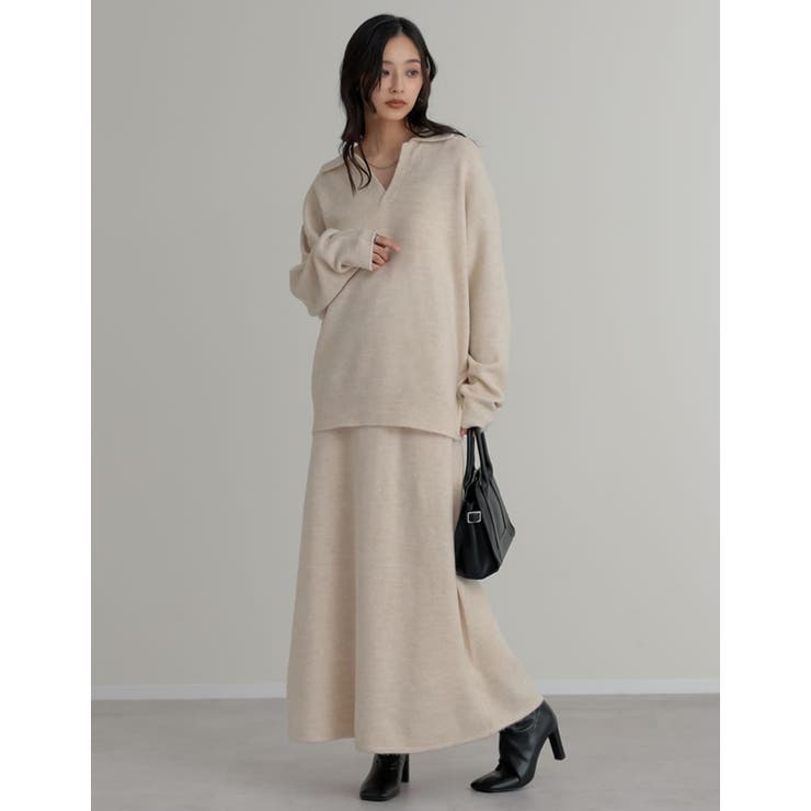 Re:EDIT [2点セット][セットアップ][低身長サイズ有]カシミヤタッチスキッパーニットトップス×スカート トップス shoplistselect-10445321 SHOPLIST サンプル画像3
