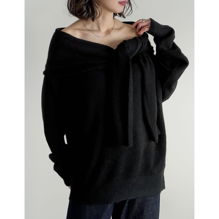 Re:EDIT モヘアタッチ肩掛けレイヤード風ワンショルダーニットトップス トップス shoplistselect-10445323 SHOPLIST サンプル画像3