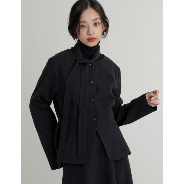 Re:EDIT スカーフ付きウールライクノーカラージャケット アウター(コート・ジャケットなど) shoplistselect-10445343 SHOPLIST サンプル画像2