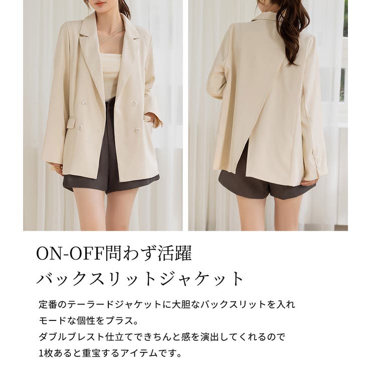 【エントリーでP10倍！9日(金)1:59まで】teddyshop ジャケット レディース 全3色 長袖 上着 羽織 アウター テーラード バックスリット 前開き ダブルボタン ツイル生地 セットインスリーブ ポケット 裏地付 オフィス ビジネス ス shoplistselect-10445354 SHOPLIST サンプル画像3