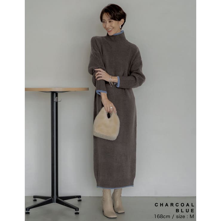 【10％OFFクーポン！8/27(木)1:59まで】Re:EDIT [新色追加][累計販売枚数5.2万枚突破！][低身長サイズ有]前後2WAYハイネック指穴マキシニットワンピース ワンピース・ドレス shoplistselect-10356659 SHOPLIST サンプル画像3