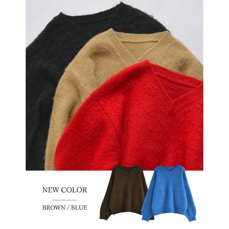Re:EDIT [新色追加]モヘアライクVネックニットトップス トップス shoplistselect-10356241 SHOPLIST サンプル画像2