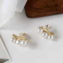 【5/15限定 15%OFFクーポン】RAKUku 大粒3連フェイクパールイヤリング アクセサリー