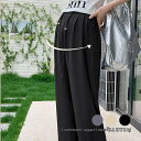 【5/10限定 15%OFFクーポン】RAKUku 産前産後 夏 ロング丈 パンツ ワイドパンツ ウエストドロスト マタニティ