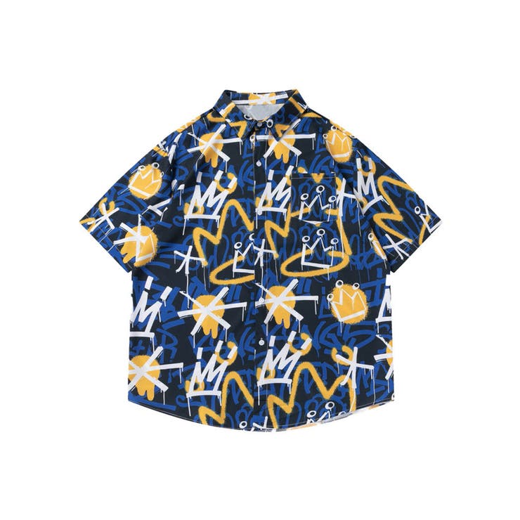 HOOK 在庫限り 古着風総柄ビッグアロハシャツ 韓国ファッション ストリート系 春服 オラオラ系 オーバーサイズ ビッグシルエット ストリート系 大きいサイズ...