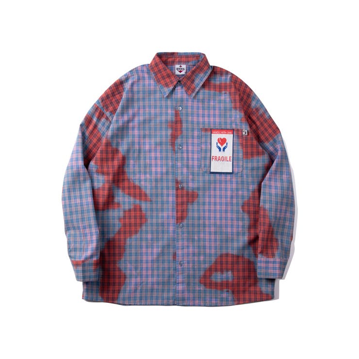 HOOK HOOK -original- 配色タイダイ染めチェック柄長袖シャツ トップス