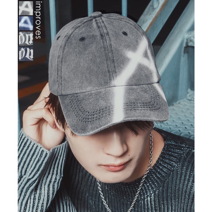 【10％OFFクーポン！1/29(木)1:59まで】improves キャップ メンズ 帽子 ベースボールキャップ スプレーアート ウォッシュド ロゴ ローキャップ スケーター ストリート アメカジ カジュアル 韓国ストリート 帽子