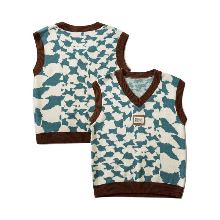 HOOK 【HOOK】アニマル模様Vネックニットベスト ストリート系 ロンT スウェット メンズ レディース 韓国ファッション 長袖 ビッグシルエット 柄シャツ オーバーサイズ カジュアル 春夏秋冬 秋服 冬服 ユニセックス【AW】 トップス