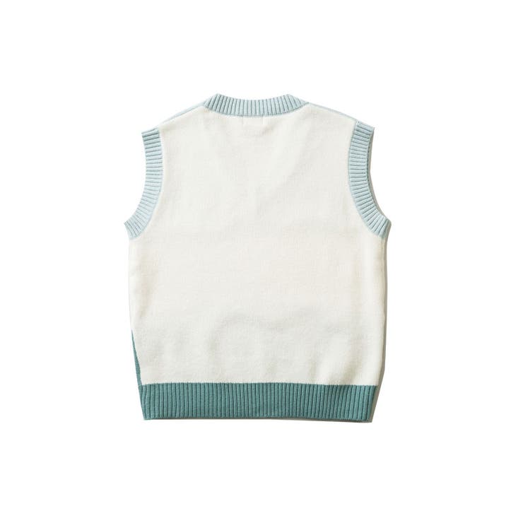 HOOK 【HOOK】配色3段切り替えVネックニットベスト ストリート系 ロンT スウェット メンズ レディース 韓国ファッション 長袖 ビッグシルエット 柄シャツ オーバーサイズ カジュアル 春夏秋冬 秋服 冬服 ユニセックス トップス