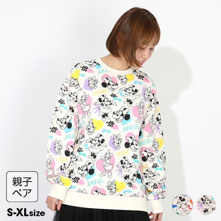 【10％OFFクーポン！2/10(火)1:59まで】BABYDOLL 親子お揃い ディズニー カラフル総柄トレーナー 1203A トップス