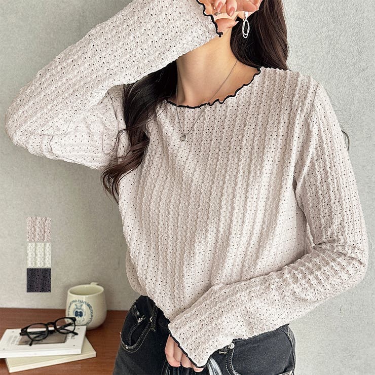 GeeRA 表面感配色メローカットソー トップス