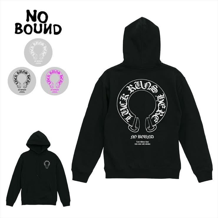 printrium NOBOUND（ノーバウンド） プルパーカー スウェット ホースシュー オールドイングリッシュロゴ ワンポイント プリント バックプリント 8.8オンス 裏毛 プルオーバーパーカー フーディー トップス ストリート メンズ レディース