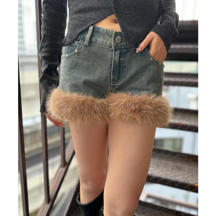 GORGE 《裾ファー付き×デニム素材》デニムショートパンツ／秋冬Y2K パンツ・ズボン