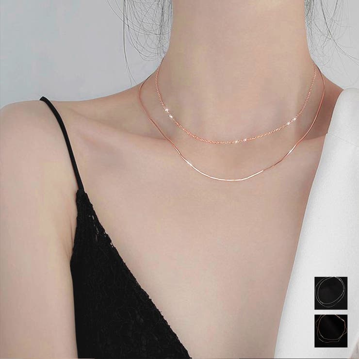 【10％OFFクーポン！11/27(木)1:59まで】Miniministore チョーカー 2連チェーンネックレス アクセサリー