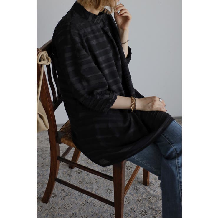 BONJOUR SAGAN ジャガードタックブラウス 77-001624 トップス