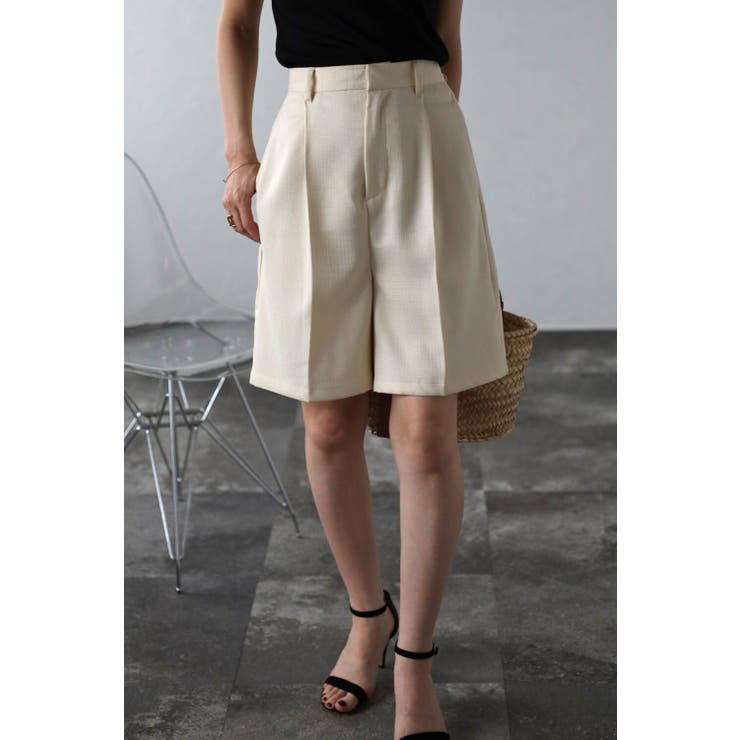 BONJOUR SAGAN リネンライクスラブハーフパンツ 77-001976 パンツ・ズボン