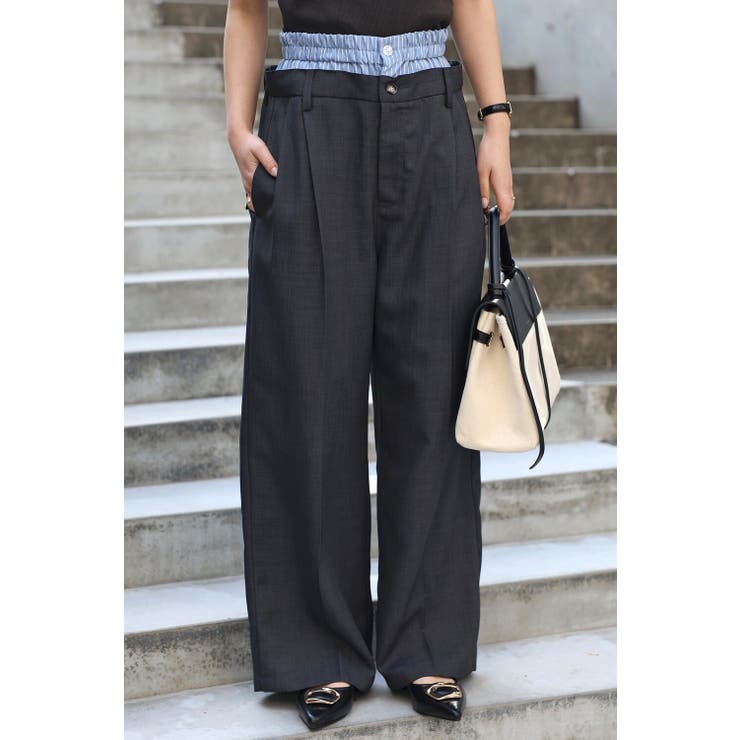 BONJOUR SAGAN ダブルウエストツータックパンツ 77-003456 パンツ・ズボン