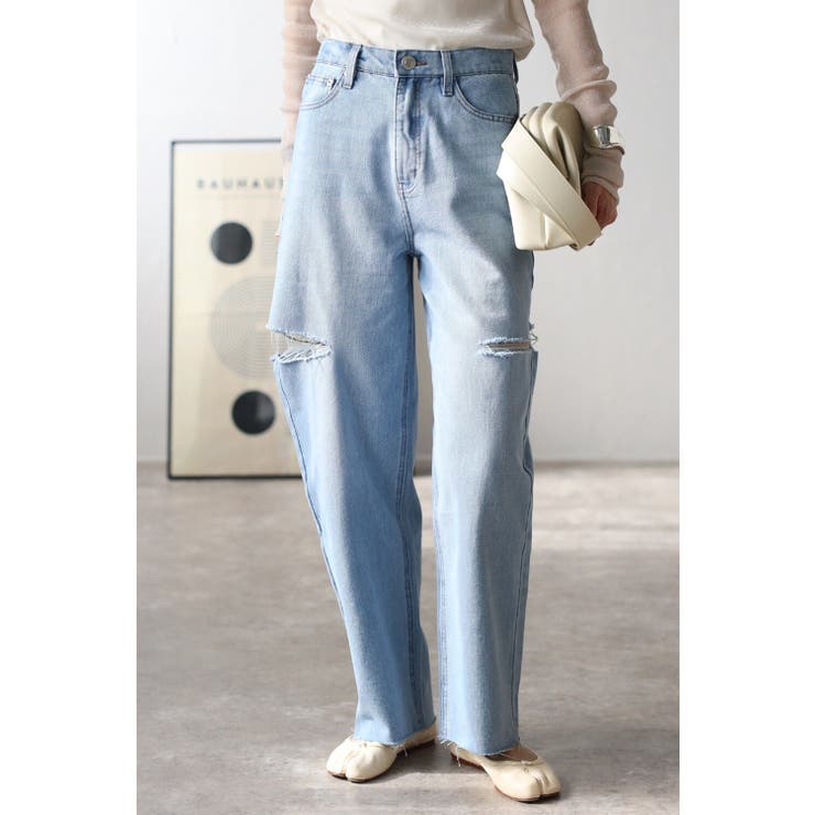 BONJOUR SAGAN サイドカットスリットデニム 77-003678 パンツ・ズボン