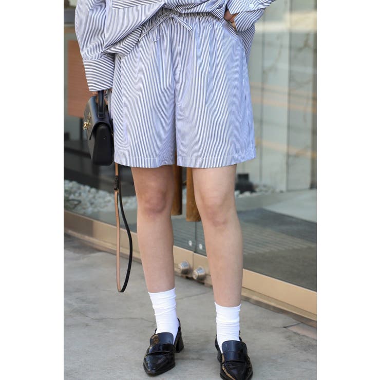 BONJOUR SAGAN ストライプハーフイージーパンツ 77-003587 パンツ・ズボン