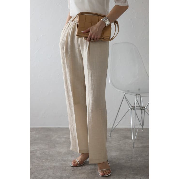 BONJOUR SAGAN リネン混リラックスワイドパンツ 77-003714 パンツ・ズボン