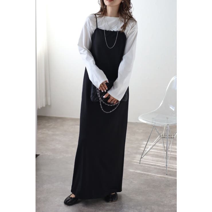 【10％OFFクーポン！3/26(木)1:59まで】BONJOUR SAGAN 胸パッド取り外しキャミロングワンピース 77-003430 ワンピース・ドレス
