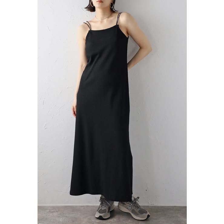 【20％OFFクーポン！3/21(土)限定】BONJOUR SAGAN ダブルストラップワッフルキャミワンピース 77-003859 ワンピース・ドレス