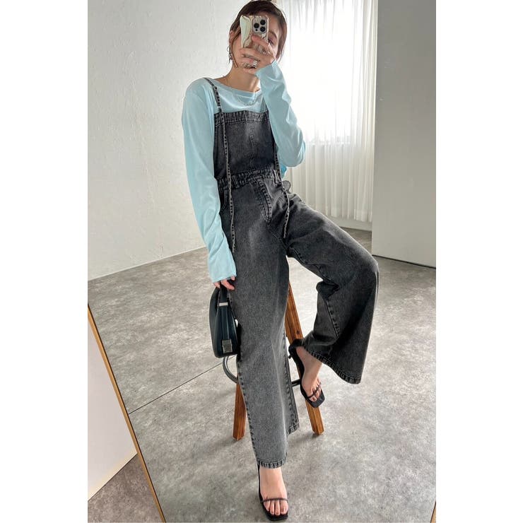 BONJOUR SAGAN ストラップデザインデニムサロペット 88-004243 パンツ・ズボン