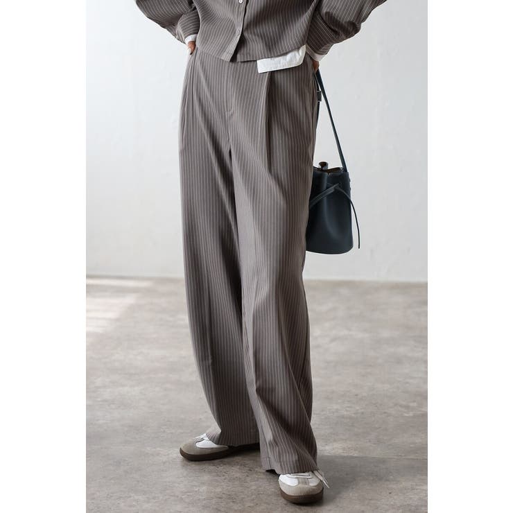 BONJOUR SAGAN ピンストライプタックワイドパンツ 88-004276 パンツ・ズボン