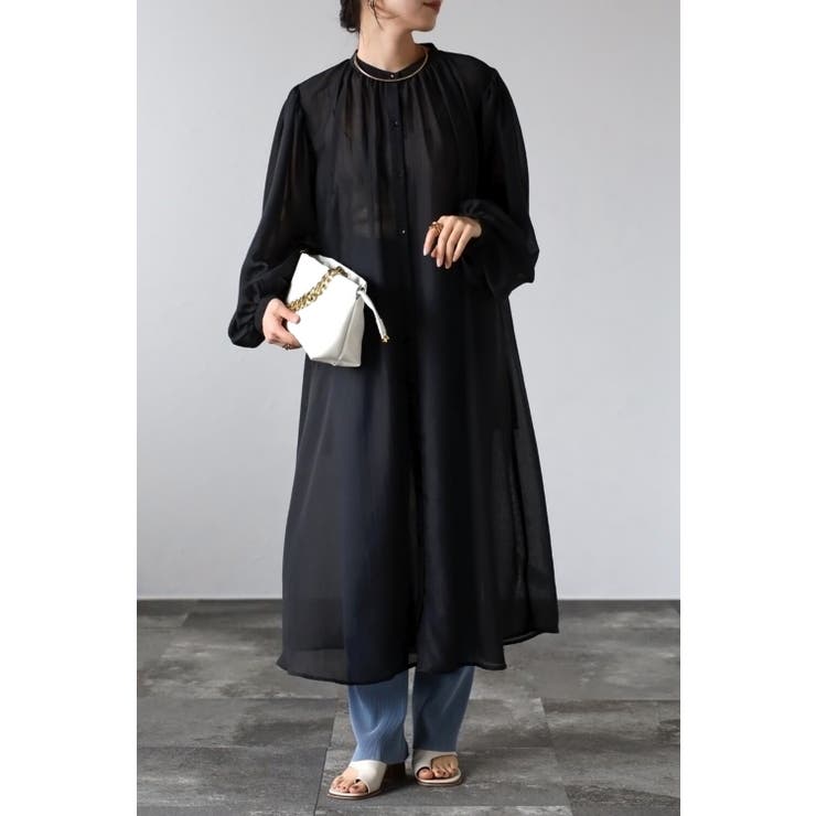 BONJOUR SAGAN シアーギャザーワンピース 77-002212 ワンピース・ドレス