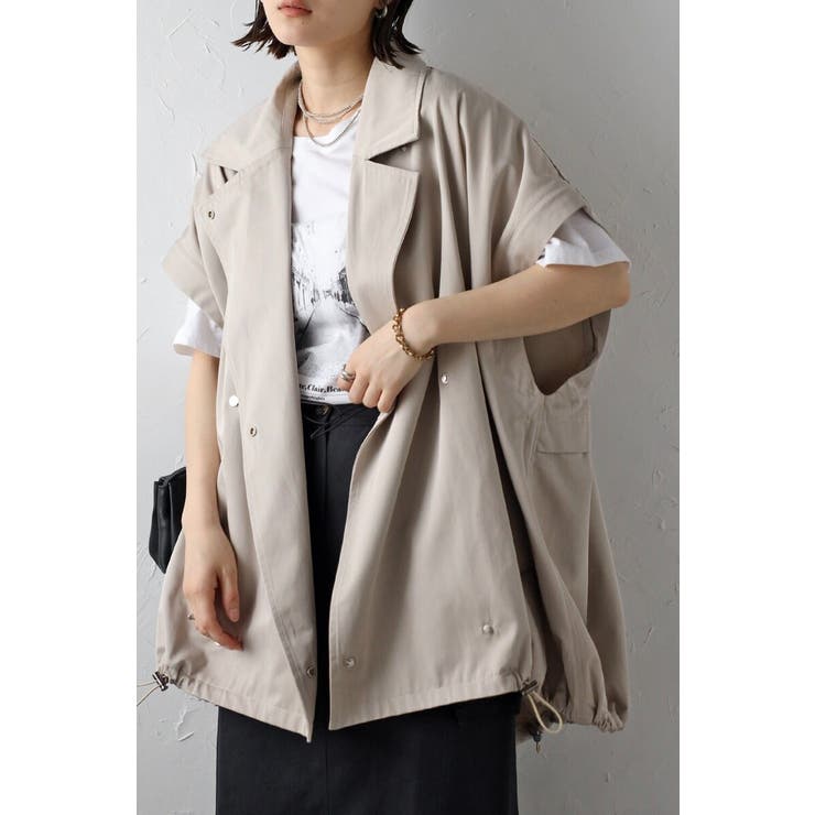 【20％OFFクーポン！2/20(金)限定】BONJOUR SAGAN 袖2WAYコクーンブルゾン 77-003852 アウター(コート・ジャケットなど)