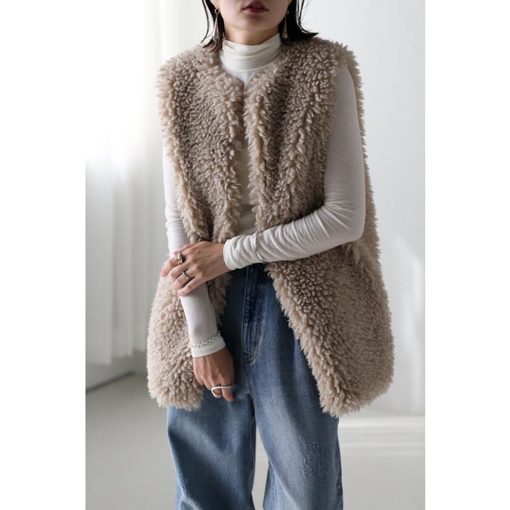 BONJOUR SAGAN プードルファーロングベスト 88-003580 トップス