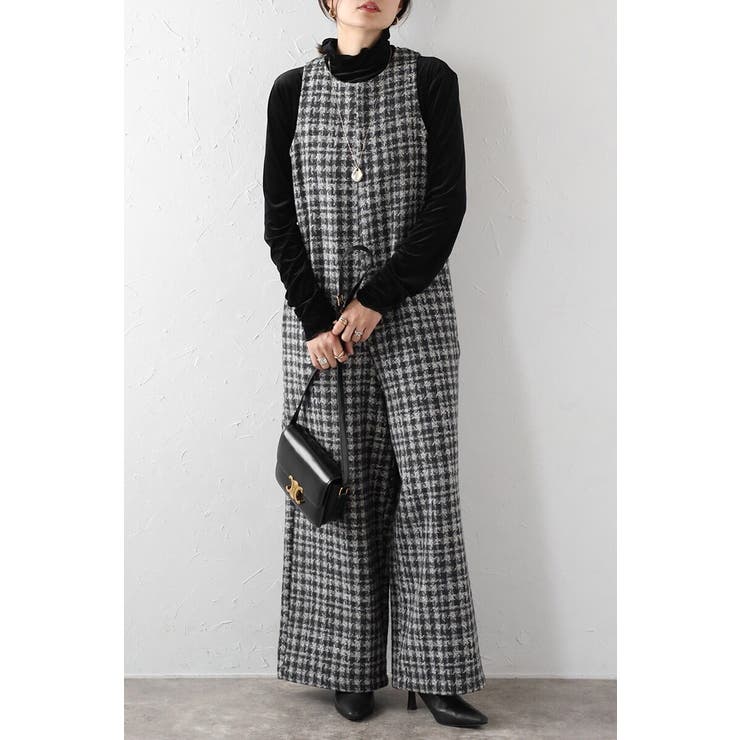 BONJOUR SAGAN チェックツイードAラインオールインワン 88-004242 パンツ・ズボン