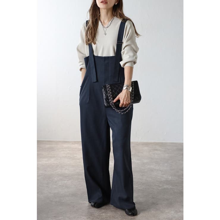 BONJOUR SAGAN ハイウエストワイドサロペット 88-004409 パンツ・ズボン