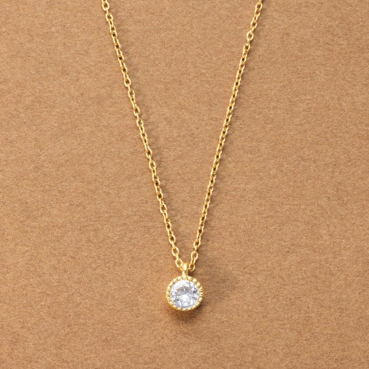 【10％OFFクーポン！1/16(金)1:59まで】CREAM-DOT ステンレス製 ネックレス 金属アレルギー つけっぱなし サージカルステンレス レディース ショート チェーン ビジュー 一粒ビジュー ミル打ち 華奢 ゴールド シルバー ピンクゴール