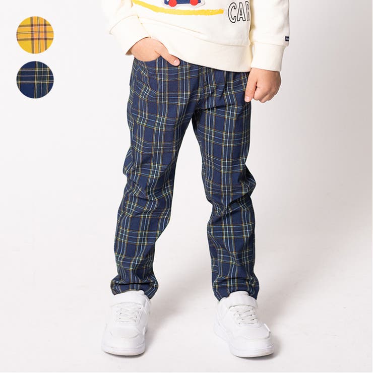 【20％OFFクーポン！2/19(木)限定】こどもの森e-shop チェック柄のびのびツイル長パンツ パンツ・ズボン