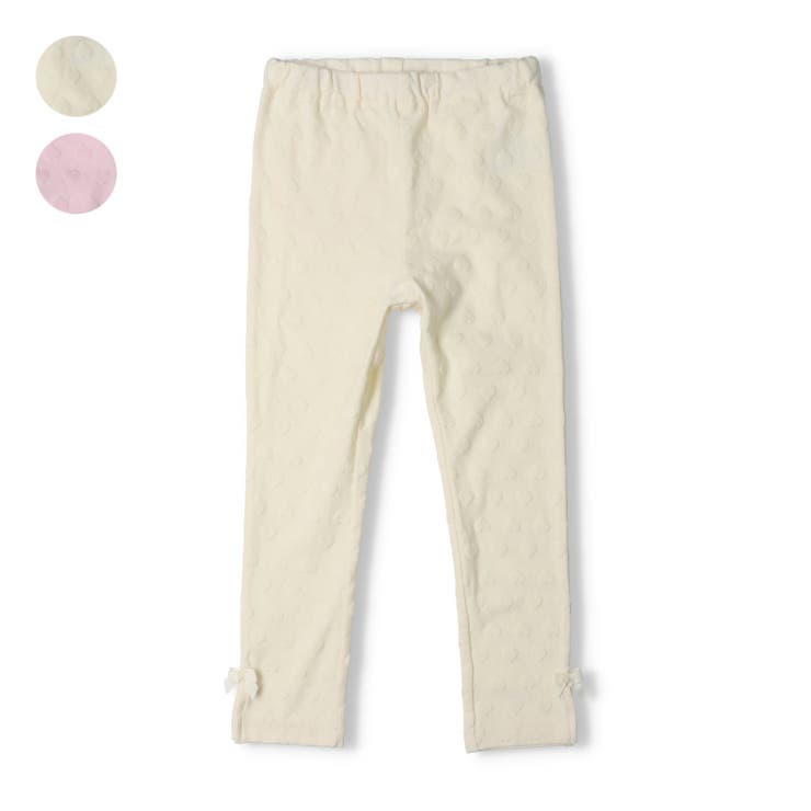 【20％OFFクーポン！2/19(木)限定】こどもの森e-shop 子供服 crescent (クレセント) リボン付ハートジャガードレギンス・スパッツ 80cm 90cm 100cm 110cm 120cm 130cm N65085 パンツ・ズボン