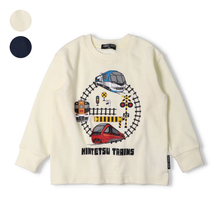 【10％OFFクーポン！1/16(金)1:59まで】こどもの森e-shop 近鉄電車踏切仕掛け裏毛トレーナー トップス