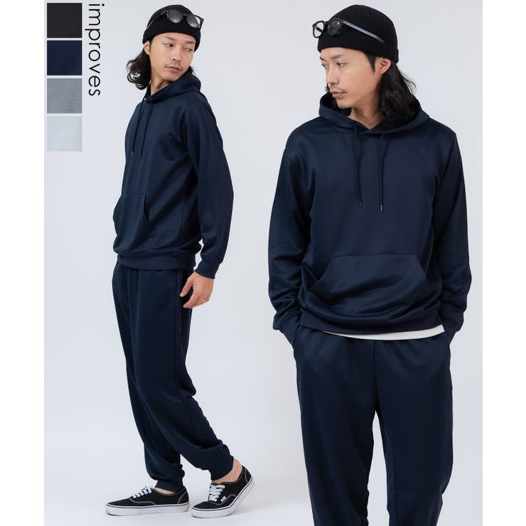【10％OFFクーポン！1/16(金)1:59まで】improves セットアップ メンズ スウェット 上下セット スムース 裏毛 プルパーカー ジョガーパンツ ルームウェア オーバーサイズ ビッグシルエット 無地 ストリート 韓国 トップス