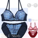 palissee 【GHカップ】タータンチェックプリント 3/4モールドカップブラ&ショーツ インナー・下着