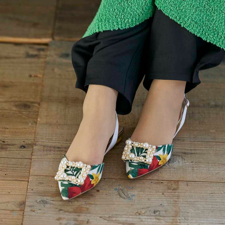 Mode et Jacomo×ing パールビジューバックベルトパンプス シューズ・靴