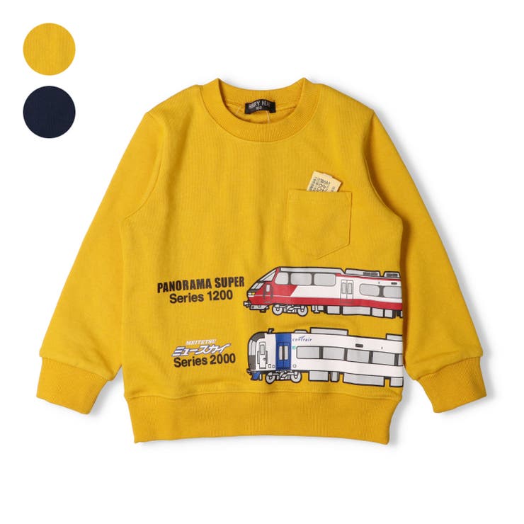 【10％OFFクーポン！1/16(金)1:59まで】こどもの森e-shop 名鉄電車ポケット付裏毛トレーナー トップス