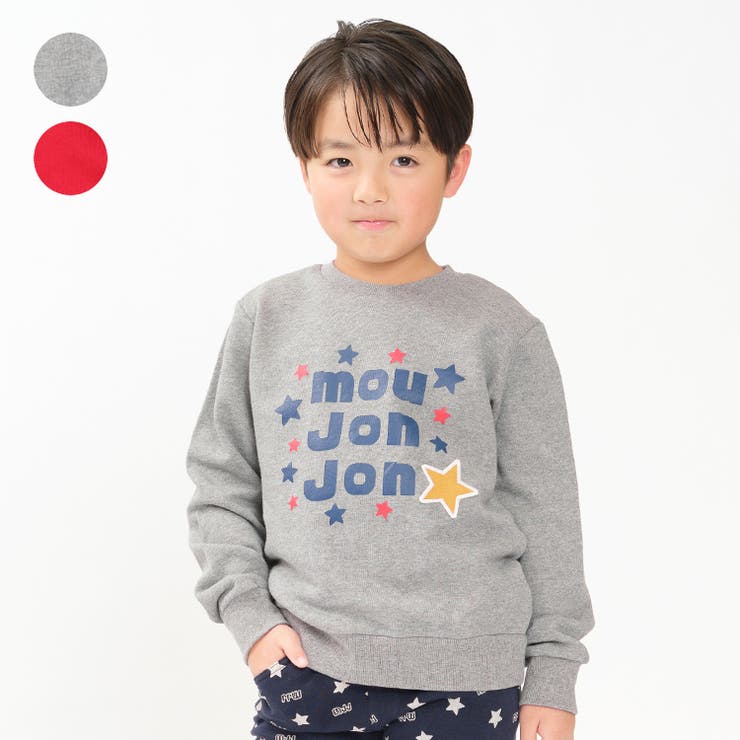 【10％OFFクーポン！3/26(木)1:59まで】こどもの森e-shop 星ワッペンロゴプリント裏毛トレーナー トップス